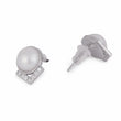 Saloni Fashion Jewellery Round Mother Pearl Silver Plated Stud Earring For Women - view 4