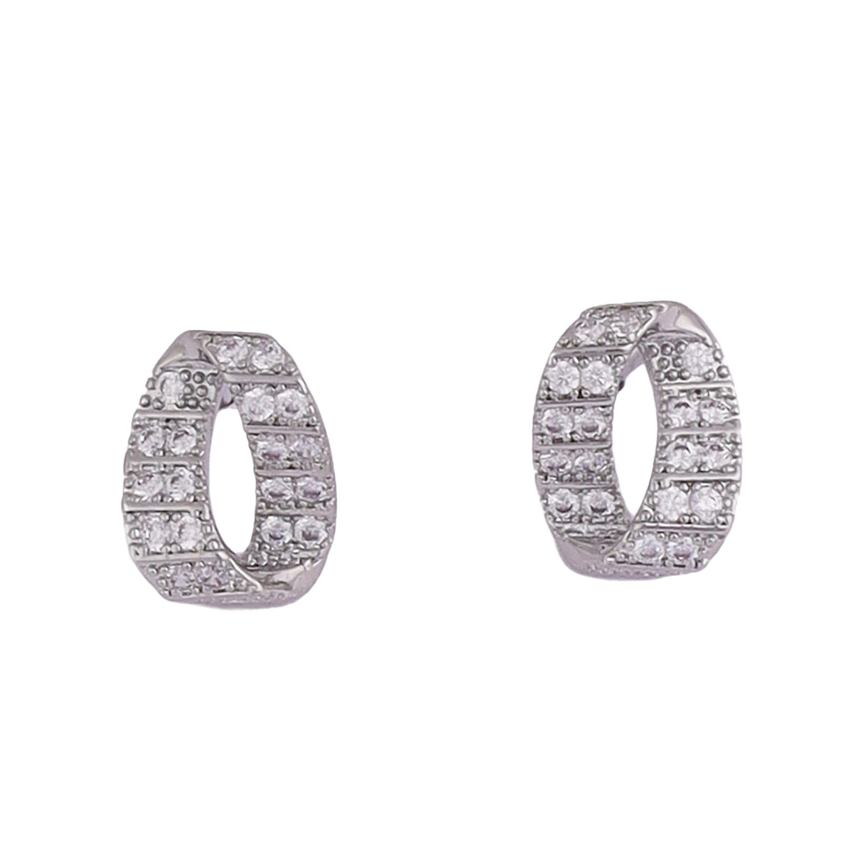 Saloni Fashion Jewellery Round Shape CZ Silver Plated Stud Earring For Women - view 2