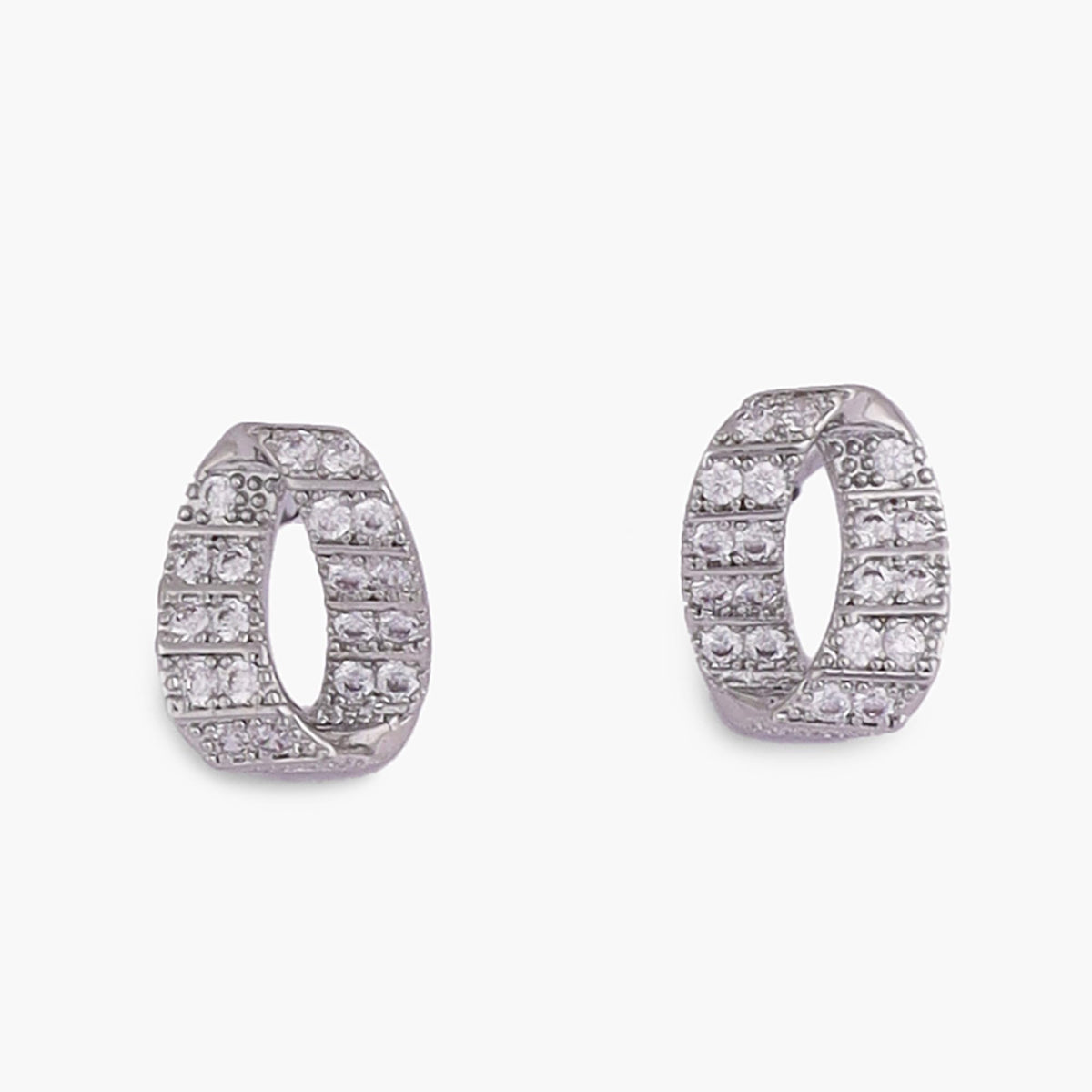 Saloni Fashion Jewellery Round Shape CZ Silver Plated Stud Earring For Women - view 3