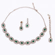 Saloni Fashion Jewellery Round Shape CZ Studded Gold Plated Green Stone Choker Necklace Set With Maangikka For Women and Girls