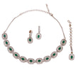 Saloni Fashion Jewellery Round Shape CZ Studded Gold Plated Green Stone Choker Necklace Set With Maangikka For Women and Girls - view 3