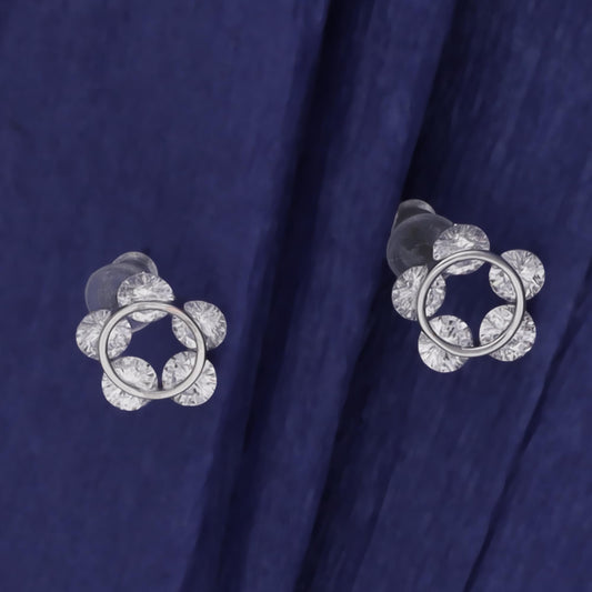 Saloni Fashion Jewellery Round Shape Silver Plated Combo Set of 2 Stud Earring For Women