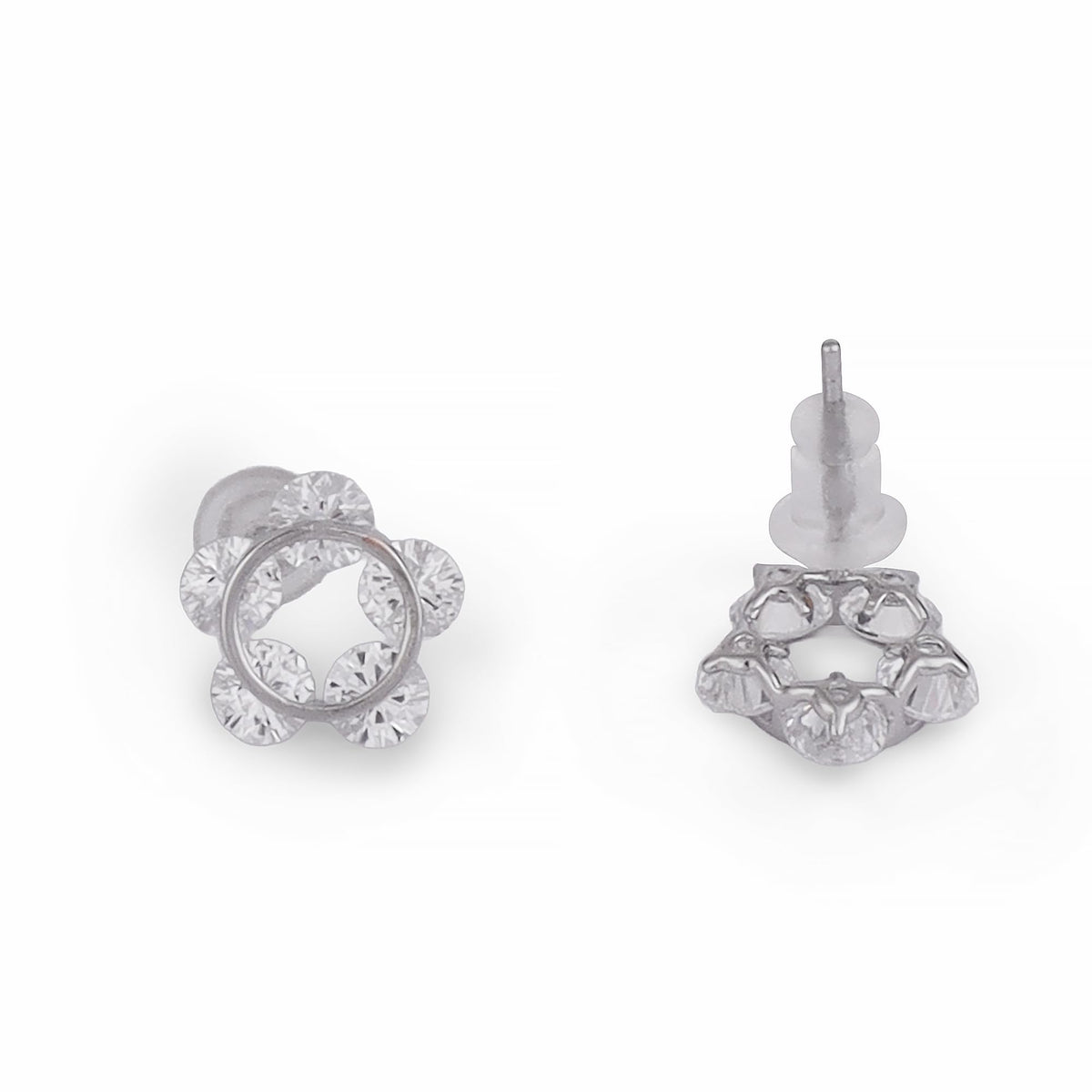 Saloni Fashion Jewellery Round Shape Silver Plated Stud Earring For Women - view 4