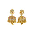 Saloni Fashion Jewellery Royal Peacock Design Gold Plated Ruby Kundan Stone Small Golden Balls Brass Jhumki Earring For Women and Girls
