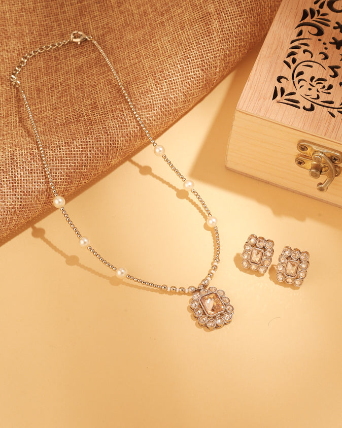 Small Golden Balls CZ and Uncut Kundan Stone Gold Plated Choker Necklace Set | Saloni Fashion Jewellery, Mumbai