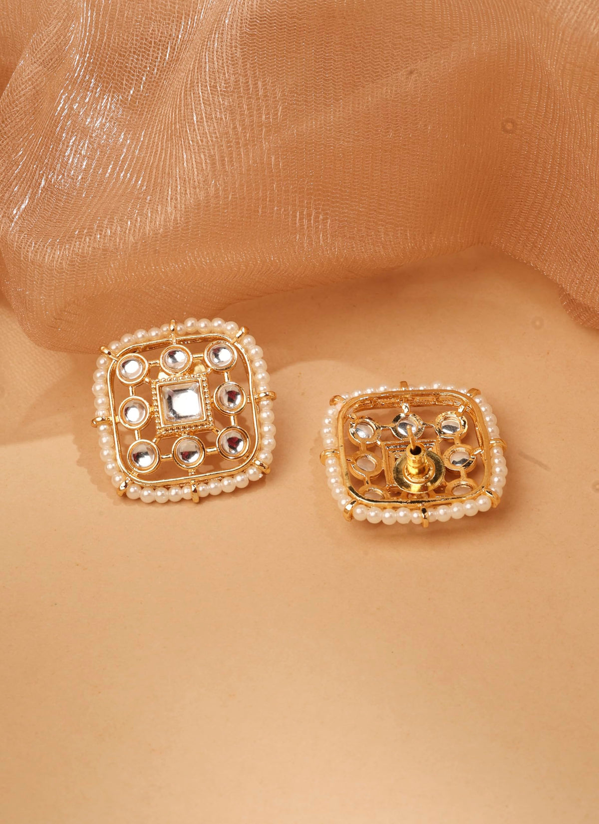 Saloni Fashion Jewellery Square and Pearl White Kundan Stone Gold Plated Choker Necklace With Maang Tikka For Women and Girls