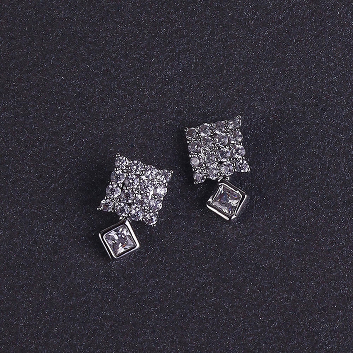 Saloni Fashion Jewellery Square and Triangle Shape Silver Plated Stud Earring For Women
