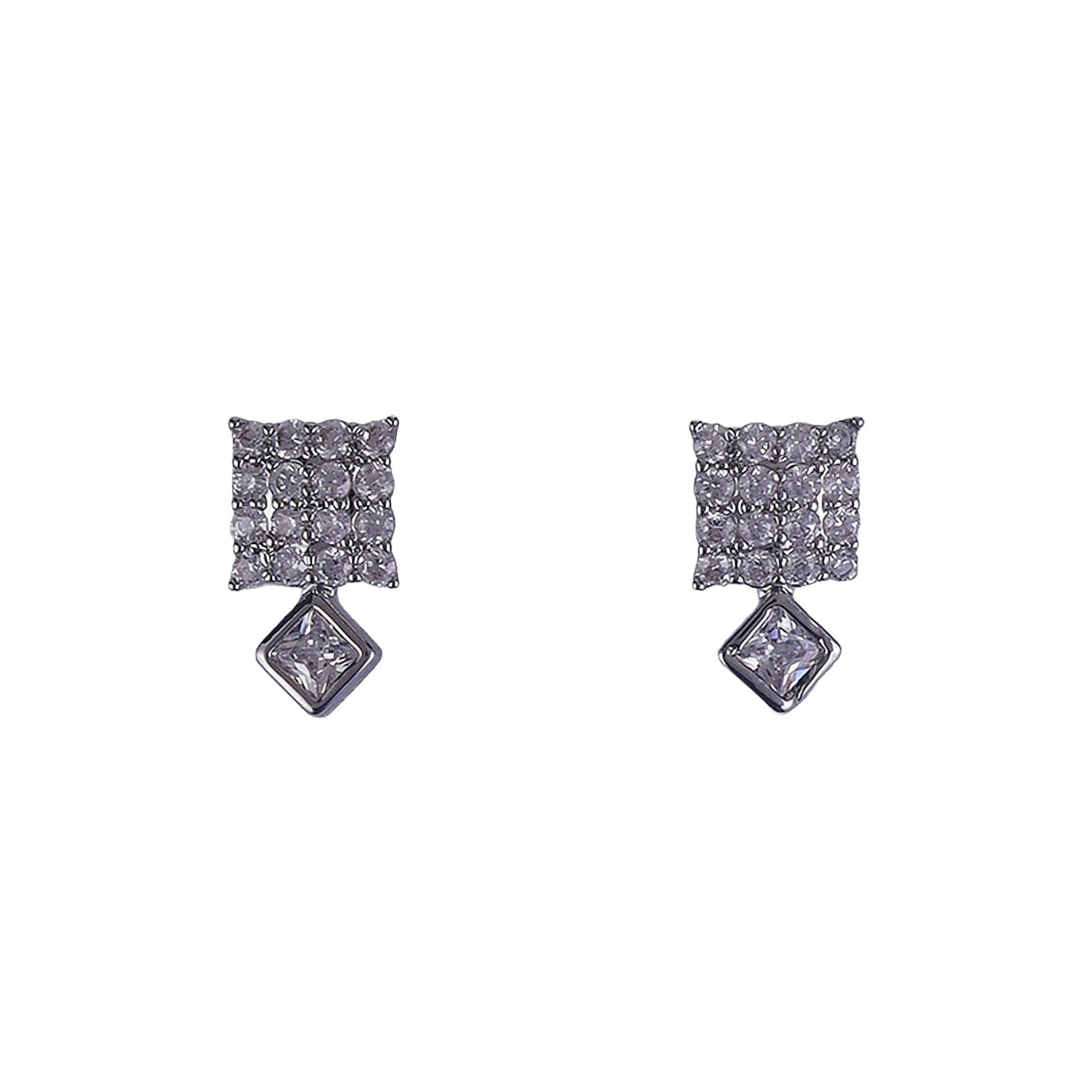 Saloni Fashion Jewellery Square and Triangle Shape Silver Plated Stud Earring For Women - view 2