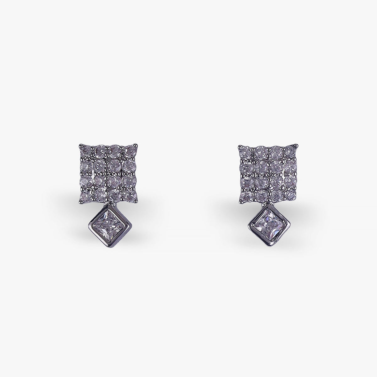 Saloni Fashion Jewellery Square and Triangle Shape Silver Plated Stud Earring For Women - view 3