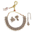 Saloni Fashion Jewellery Square Shape Oval Silver Antique Gold Plated Choker Jewellery Set For Women