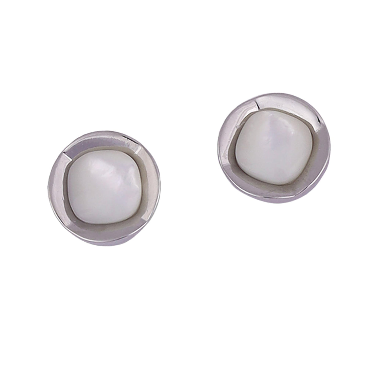 Saloni Fashion Jewellery Square Shape Pearl Silver Plated Stud Earring For Women - view 2