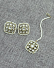 Square Shape Pearls Antique Gold Plated Choker Necklace Set - back view | Saloni Jewellery