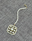 Square Shape Pearls Antique Gold Plated Choker Necklace Set - alternate view | Saloni Jewellery