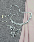 Square Shape Pearls Silver Plated Choker Necklace Set With Maangtikka | Saloni Jewellery, Mumbai