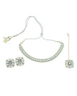 Square Shape Pearls Silver Plated Choker Necklace Set - close-up detail | Saloni Jewellery