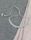 Square Shape Pearls Silver Plated Choker Necklace Set - side view | Saloni Jewellery, Mumbai