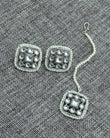 Square Shape Pearls Silver Plated Choker Necklace Set - back view | Saloni Jewellery, Mumbai