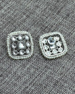 Square Shape Pearls Silver Plated Choker Necklace Set - styled view | Saloni Jewellery