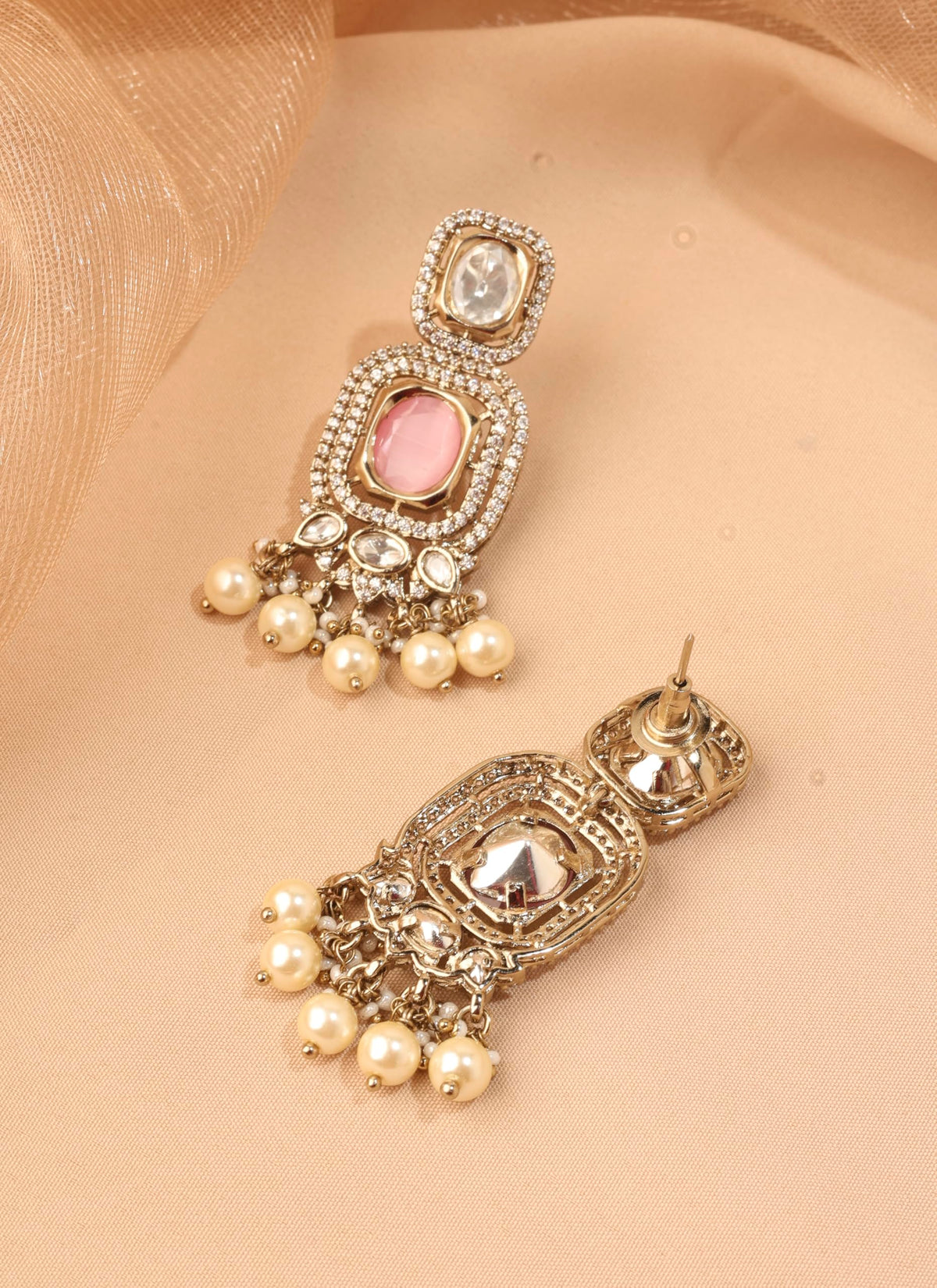 Saloni Fashion Jewellery Square Shape Pink Kundan Stone Antique Gold Plated Choker Brass Necklace With Maang Tikka For Women and Girls