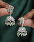 Saloni Fashion Jewellery Square Shape Silver Plated Light Green Kundan Stone Jhumki Earring For Women and Girls