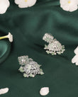 Saloni Fashion Jewellery Square Shape Silver Plated Light Green Kundan Stone Jhumki Earring For Women and Girls - view 4
