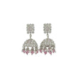Saloni Fashion Jewellery Square Shape Silver Plated Pink Kundan Stone Jhumki Earring For Women and Girls - view 2