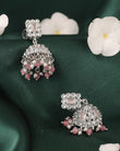 Saloni Fashion Jewellery Square Shape Silver Plated Pink Kundan Stone Jhumki Earring For Women and Girls - view 5