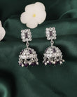 Saloni Fashion Jewellery Square Shape Silver Plated Purple Kundan Stone Jhumki Earring For Women and Girls - view 3