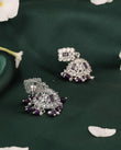 Saloni Fashion Jewellery Square Shape Silver Plated Purple Kundan Stone Jhumki Earring For Women and Girls - view 4