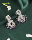 Saloni Fashion Jewellery Square Shape Silver Plated Purple Kundan Stone Jhumki Earring For Women and Girls - view 6