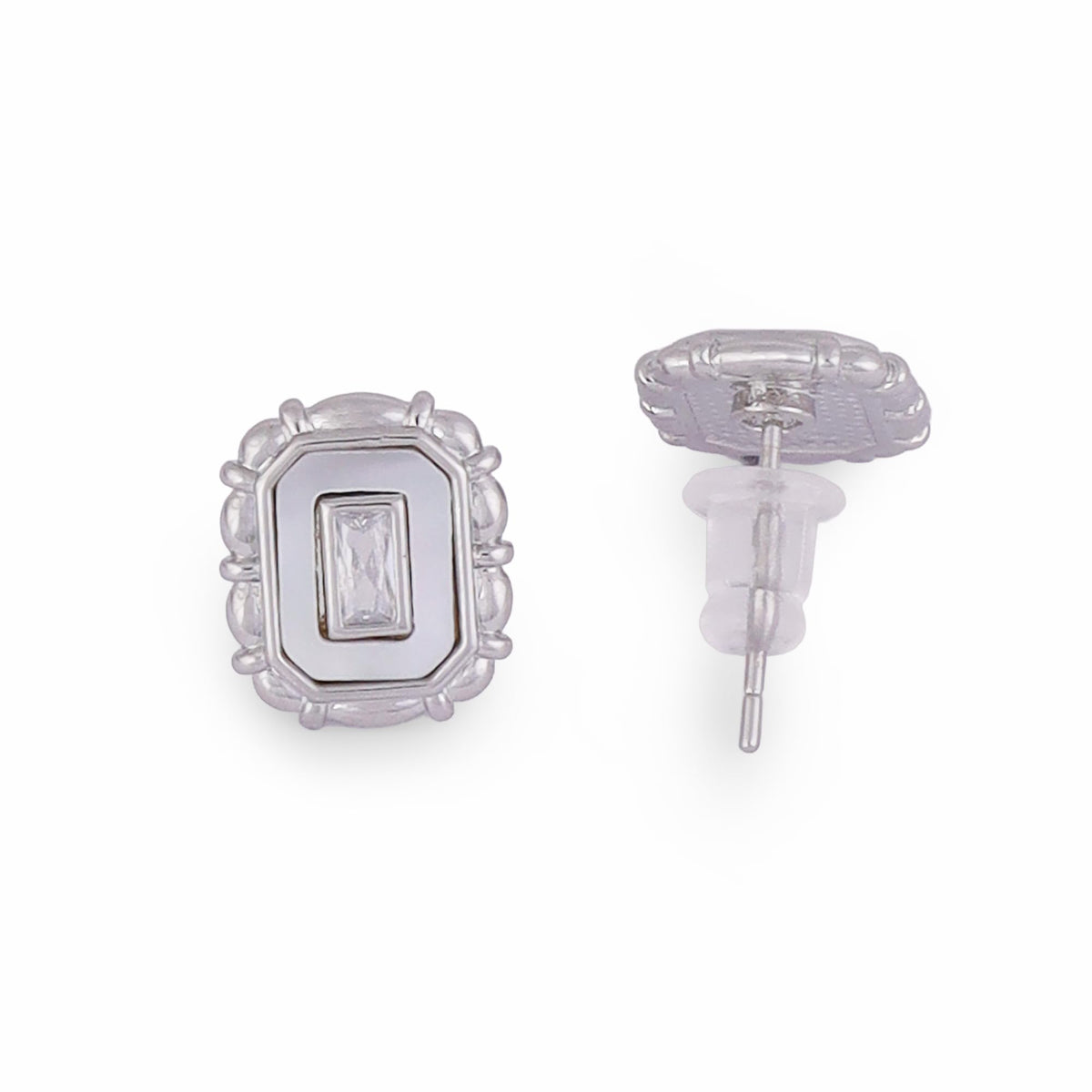Saloni Fashion Jewellery Square Shape Silver Plated Stud Earring For Women - view 3