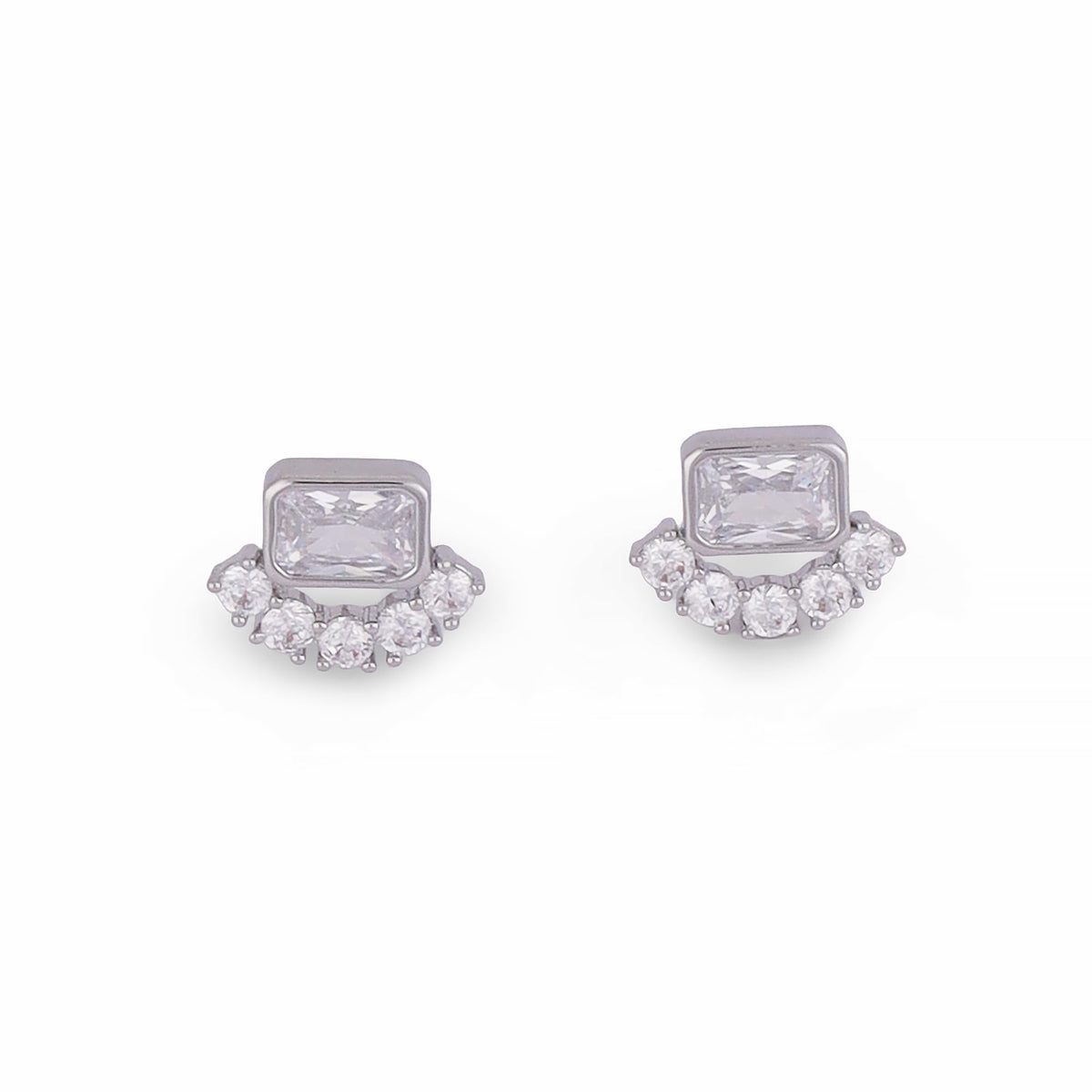 Saloni Fashion Jewellery Square Shape Silver Plated Stud Earring For Women - view 2