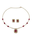 Saloni Fashion Jewellery Square Shape Small Golden Balls Gold Plated Ruby Uncut Kundan Stone Choker Necklace Set For Women and Girls - view 2