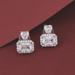 Saloni Fashion Jewellery Square Shape Studded CZ Silver Plated Combo Set of 2 Stud Earring For Women
