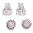 Saloni Fashion Jewellery Square Shape Studded CZ Silver Plated Combo Set of 2 Stud Earring For Women - view 2