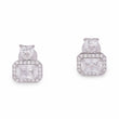 Saloni Fashion Jewellery Square Shape Studded CZ Silver Plated Combo Set of 2 Stud Earring For Women - view 4