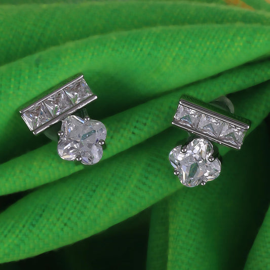 Saloni Fashion Jewellery Studded CZ Silver Plated Combo Set of 2 Stud Earring For Women