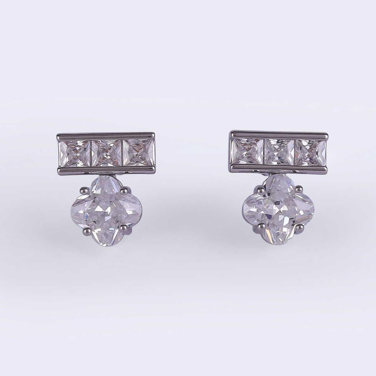 Saloni Fashion Jewellery Studded CZ Silver Plated Combo Set of 2 Stud Earring For Women - view 4
