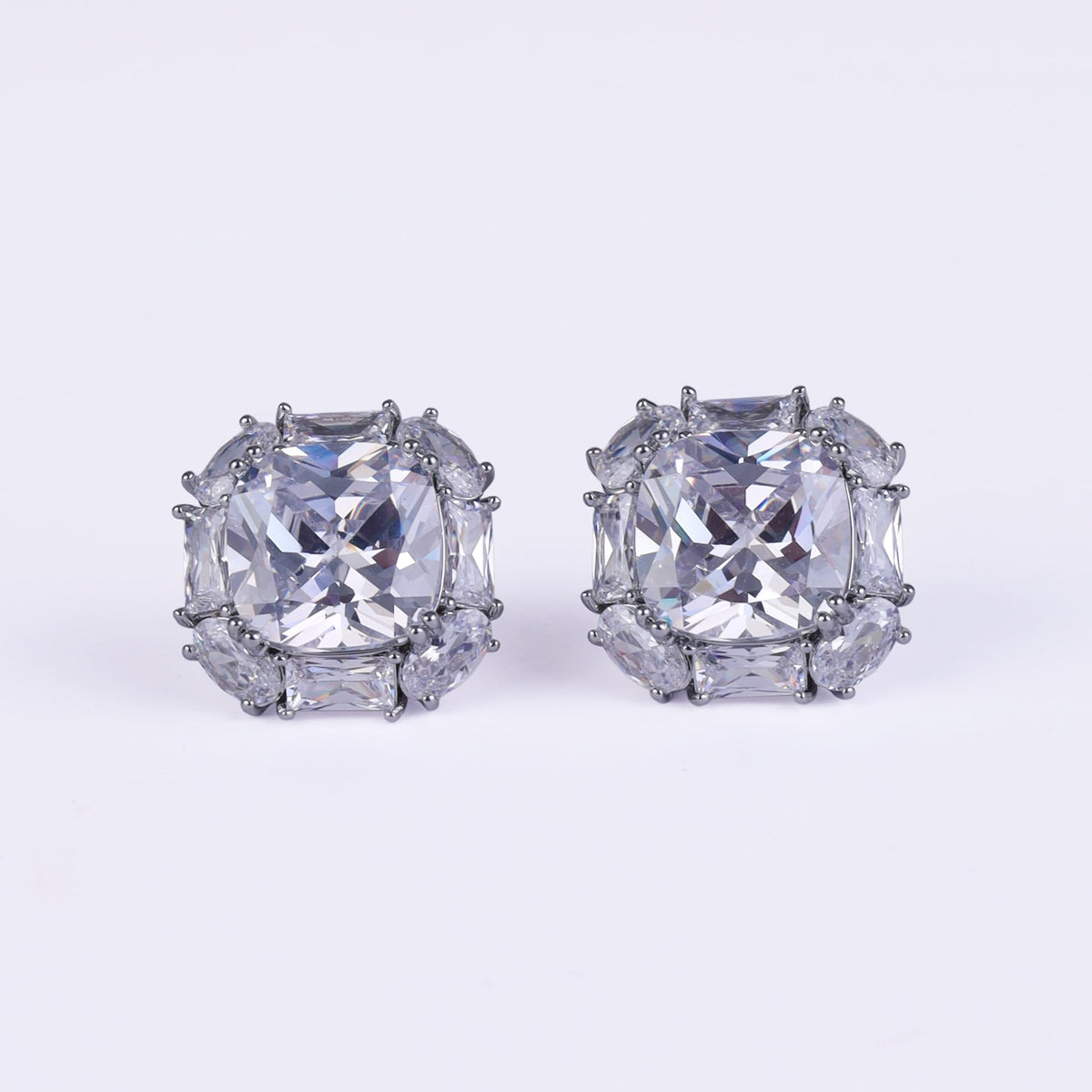 Saloni Fashion Jewellery Studded CZ Silver Plated Combo Set of 2 Stud Earring For Women - view 5