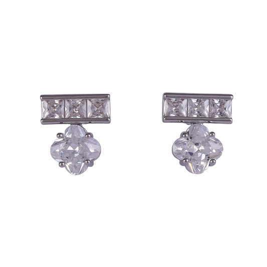 Saloni Fashion Jewellery Studded CZ Silver Plated Stud Earring For Women