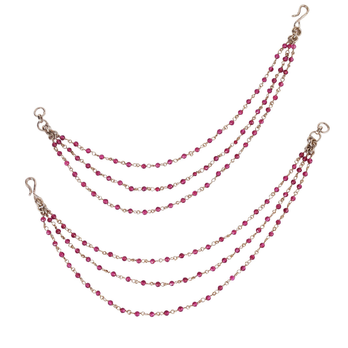 Saloni Fashion Jewellery Traditional 3 String Long Chain Gold Plated Combo Set of 2 Ear-Chain (Kaanchain) For Women - view 4