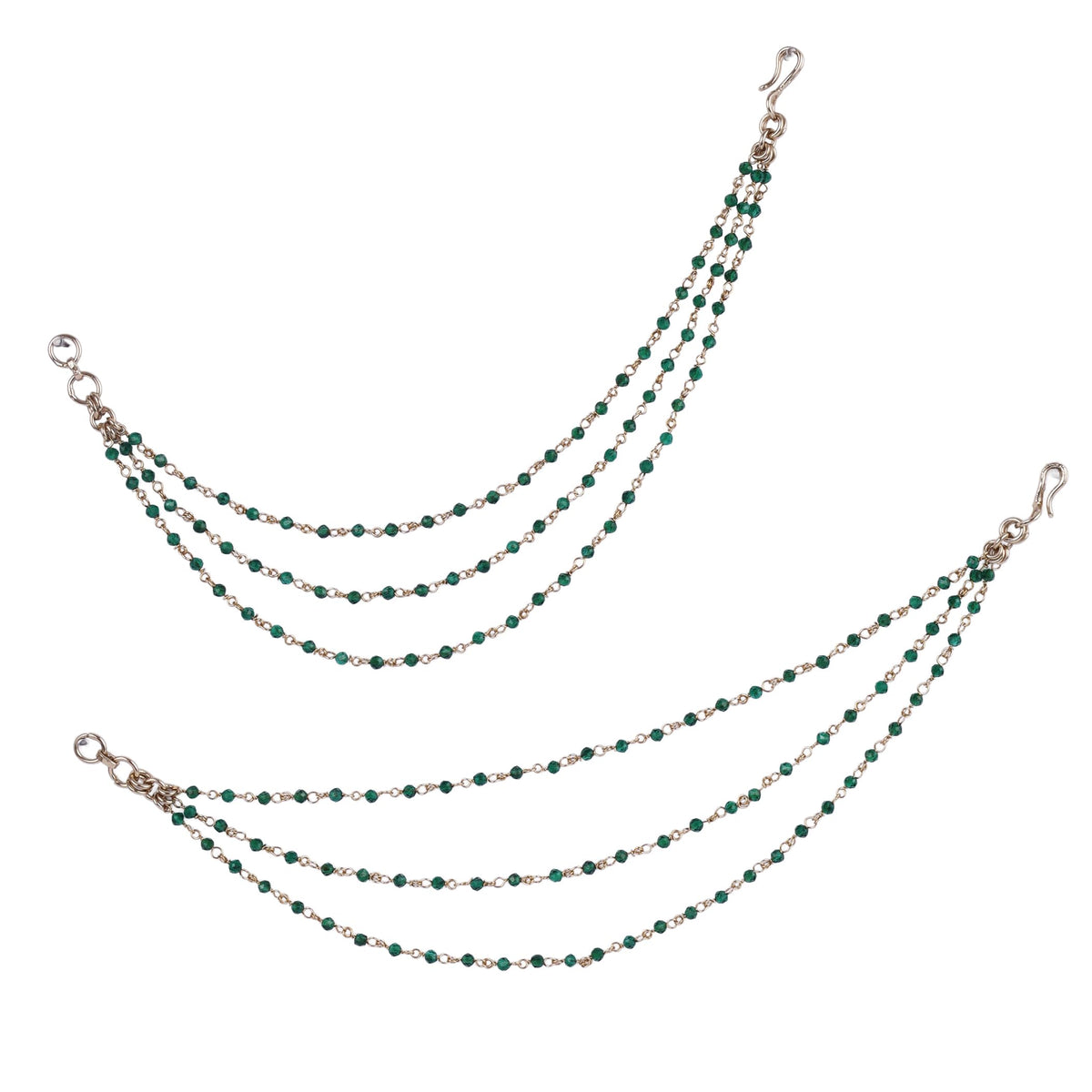 Saloni Fashion Jewellery Traditional 3 String Long Chain Gold Plated Combo Set of 2 Ear-Chain (Kaanchain) For Women - view 5