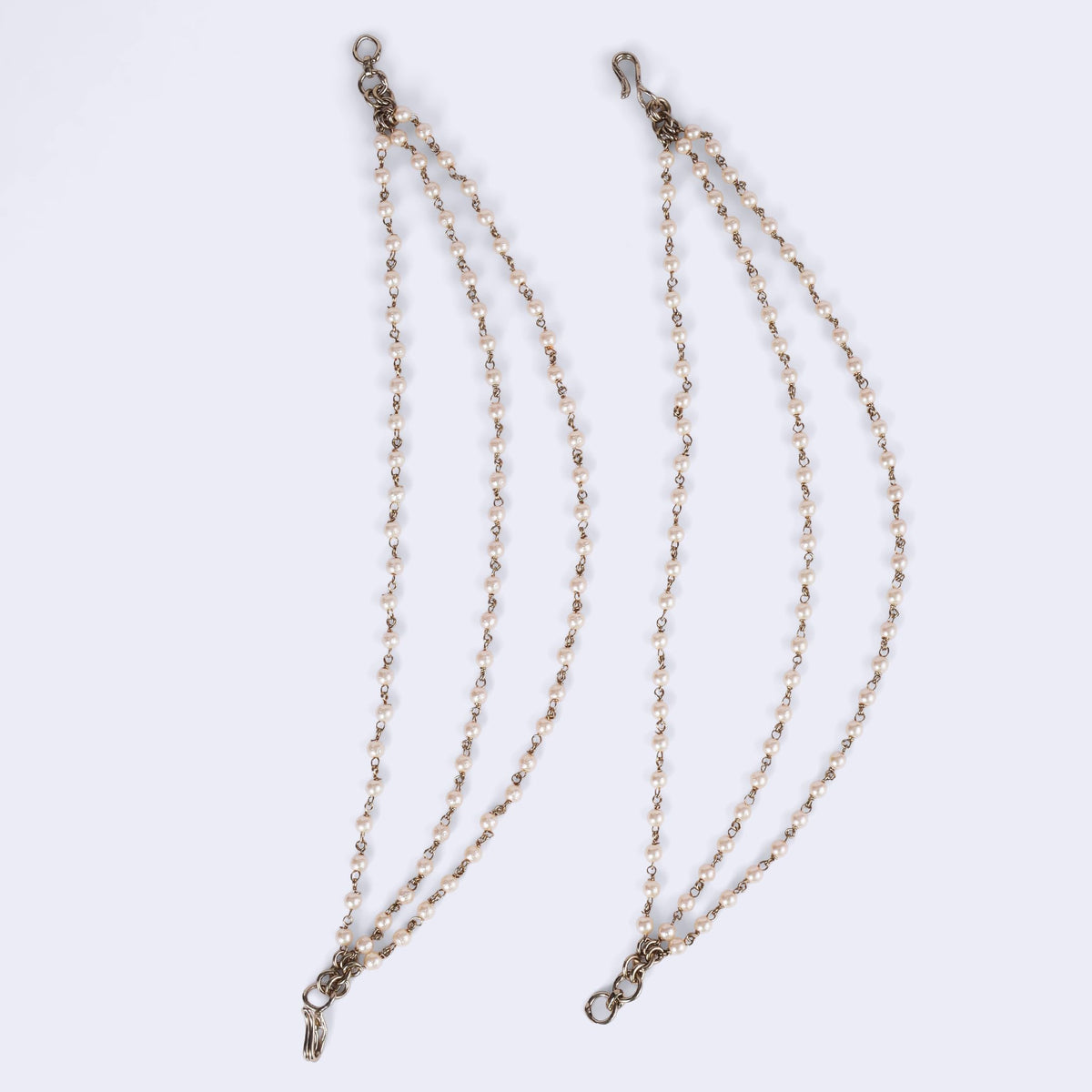 Saloni Fashion Jewellery Traditional 3 String Long Chain Gold Plated Set of 2 Pearl Ear-Chain (Kaanchain) For Women