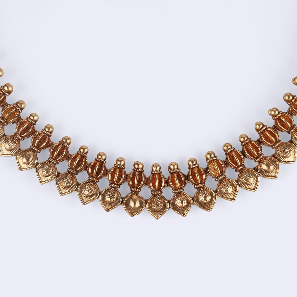 Saloni Fashion Jewellery Traditional Flower and Rudhraksh Design Gold Plated Choker Necklace Set For Women