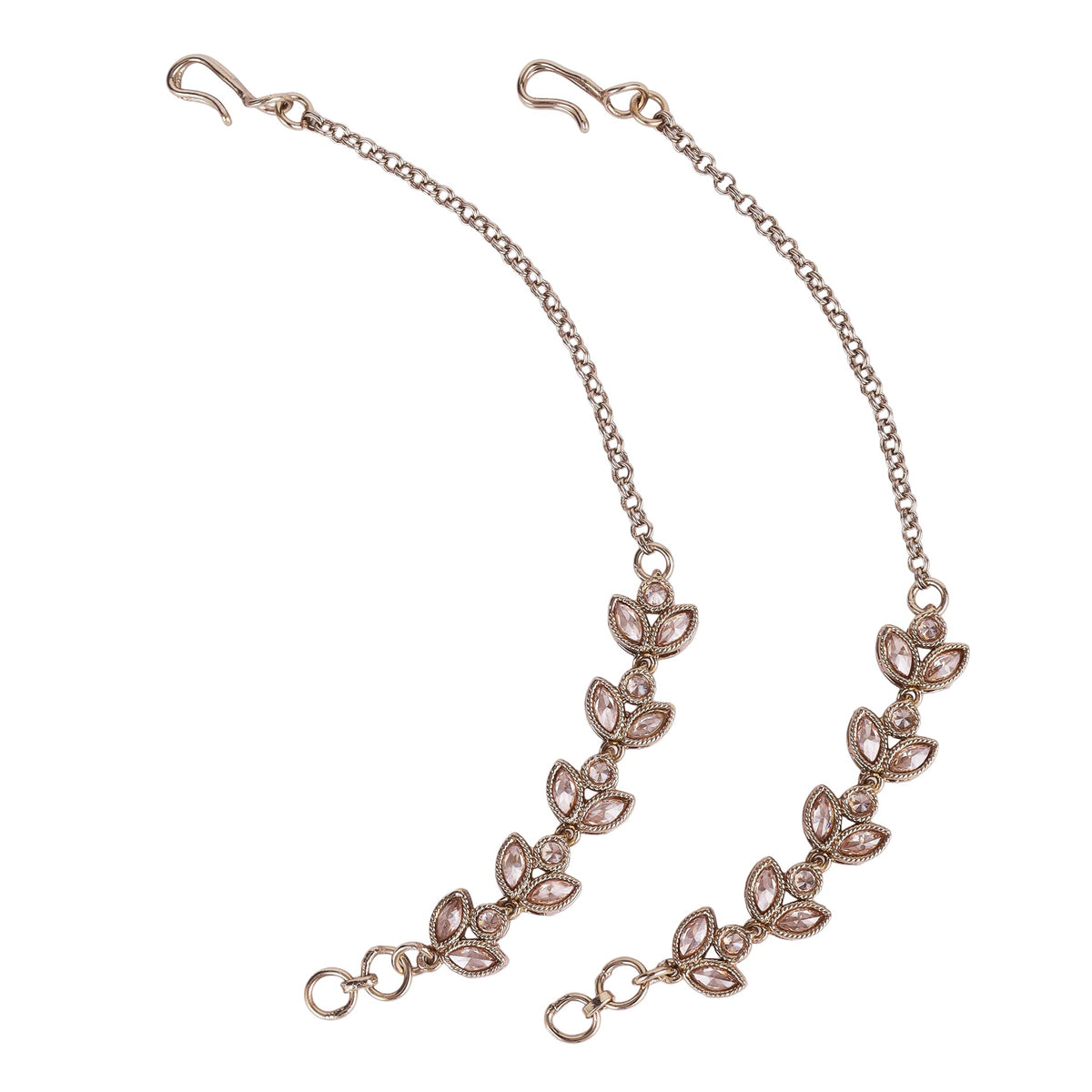 Saloni Fashion Jewellery Traditional Leaf Design Long Chain Gold Plated Combo Set of 2 Ear-Chain (Kaanchain) For Women - view 4
