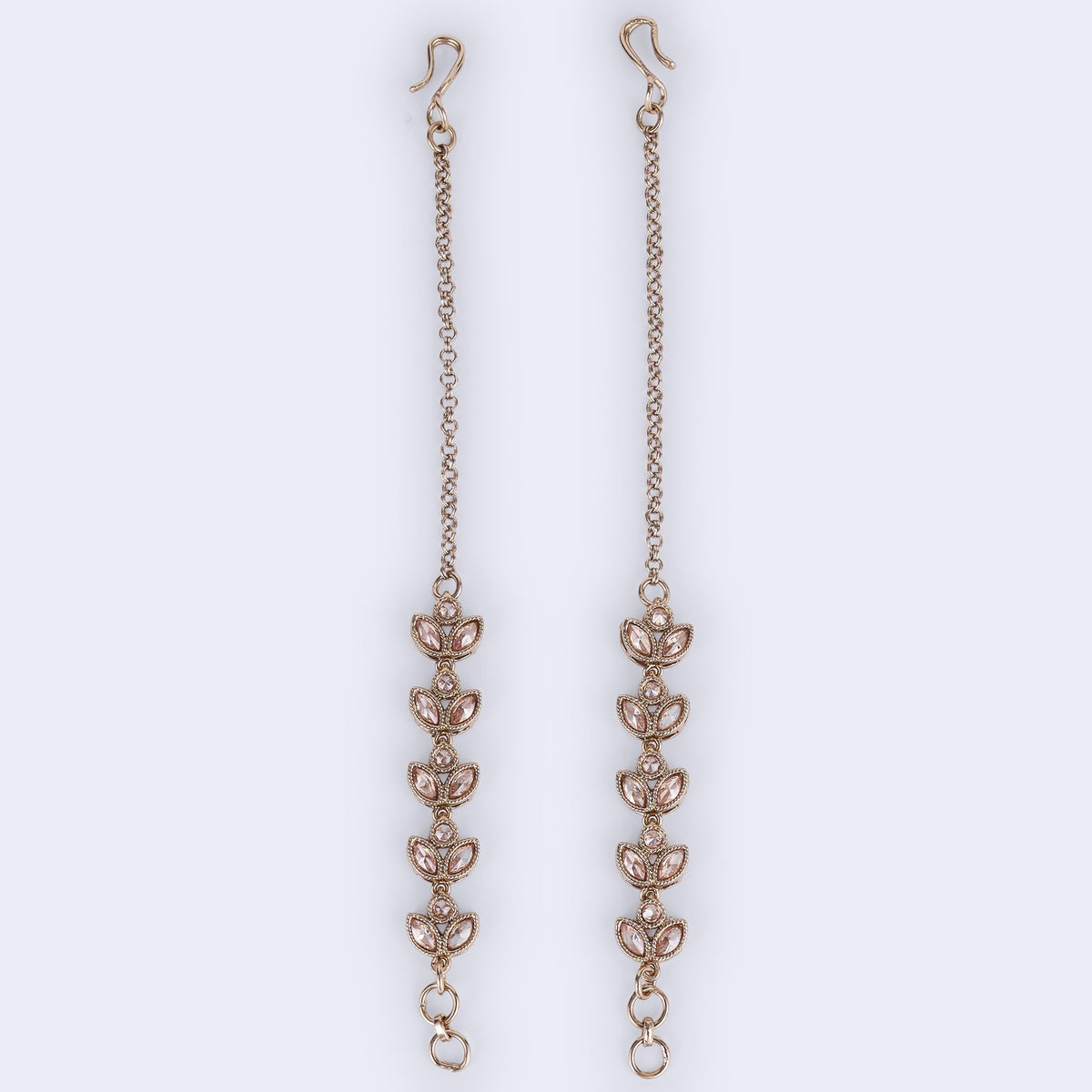 Saloni Fashion Jewellery Traditional Leaf Design Long Chain Gold Plated Set of 2 Ear-Chain (Kaanchain) For Women - view 3