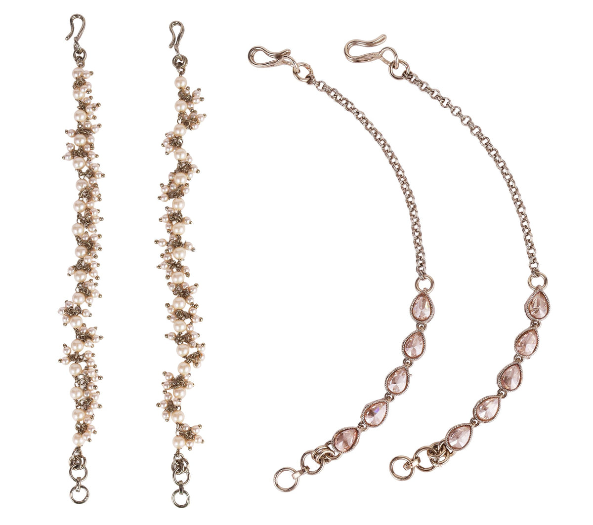 Saloni Fashion Jewellery Traditional Long Chain Gold Plated Pearl Guchha Combo Set of 2 Ear-Chain (Kaanchain) For Women