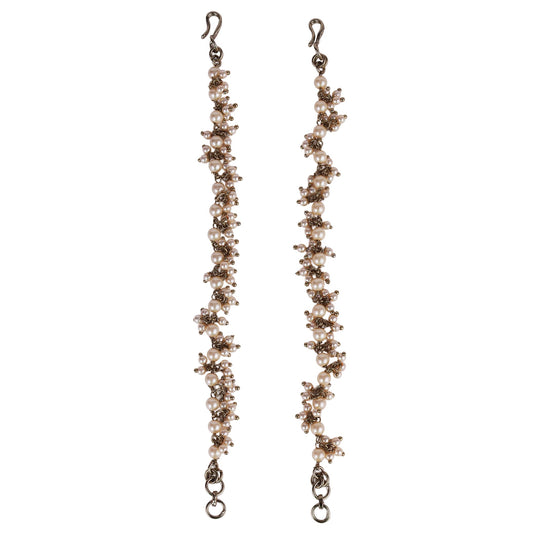 Saloni Fashion Jewellery Traditional Long Chain Gold Plated Set of 2 Pearl Guchha Ear-Chain (Kaanchain) For Women