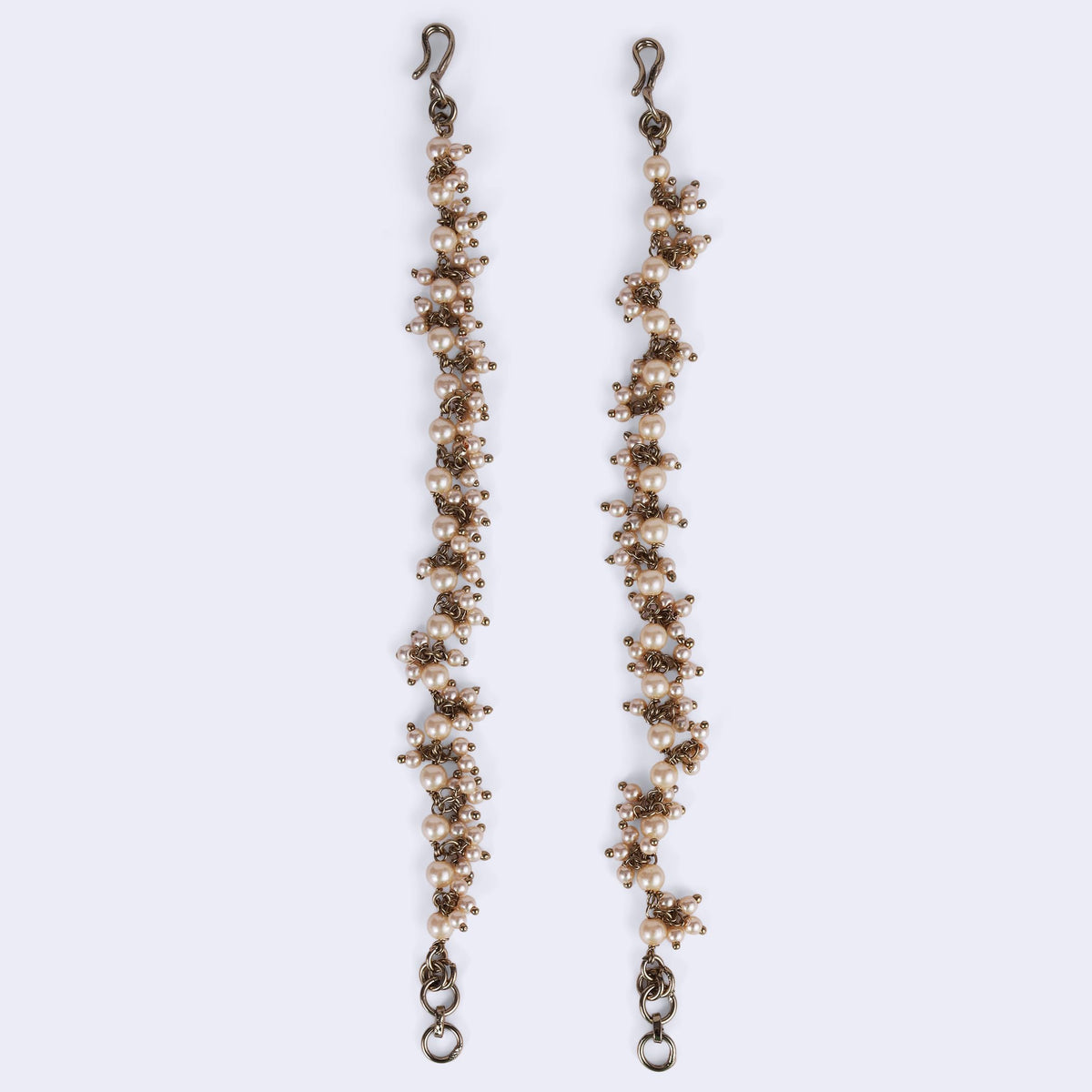 Saloni Fashion Jewellery Traditional Long Chain Gold Plated Set of 2 Pearl Guchha Ear-Chain (Kaanchain) For Women
