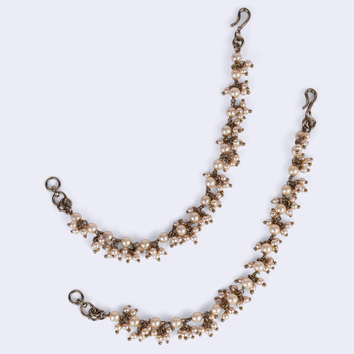Saloni Fashion Jewellery Traditional Long Chain Gold Plated Set of 2 Pearl Guchha Ear-Chain (Kaanchain) For Women
